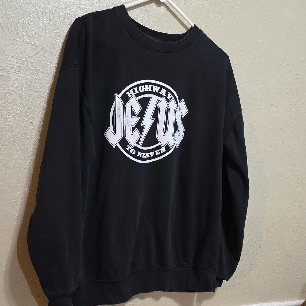 Black Graphic Men's Sweater‎ Unisex XL Crewneck Long Sleeve